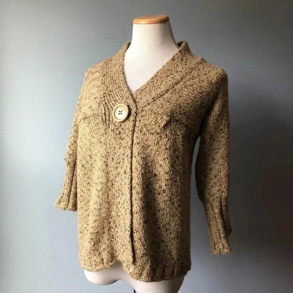 Preswick & Moore Tan Button Cardigan Sweater M - Picture 1 of 7